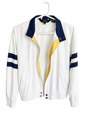 Vintage Sears Men’s Colorblock Jacket – White Navy Yellow – Size M 38–40